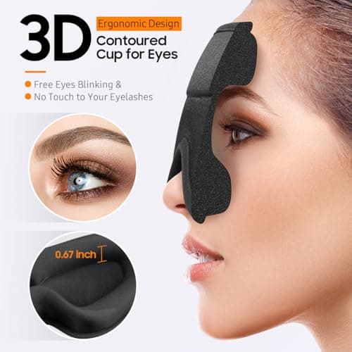 Sleep Mask, Premium Eye Mask for Sleeping, Total Blackout, Super Soft Comfort, Adjustable Fit, Upgraded 3D Ergonomic Designed Sleeping Mask for Home, Office, Travel, Meditation, Yoga, Black — view 4