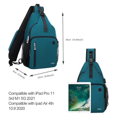 MOSISO Sling Backpack Bag, Crossbody Shoulder Backpack, Teal Green — view 2