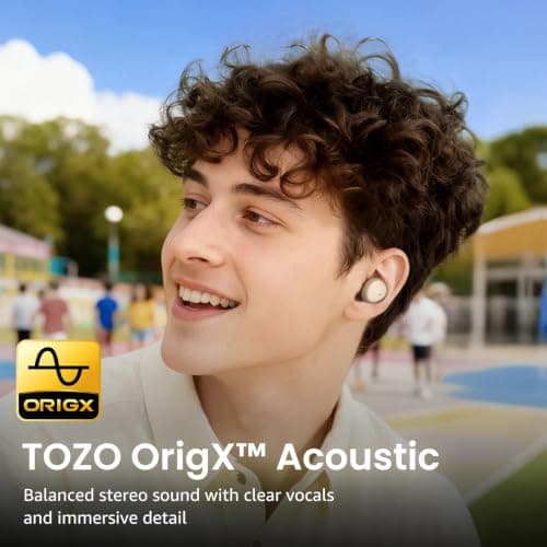 TOZO A1 Wireless Earbuds, Bluetooth 5.3 Earphones, Support APP EQ Setting, 32H Long Playtime, Ear Buds with HiFi Stereo Sound, Light-Weight Wireless Earphones, IPX5 Waterproof Khaki — view 6