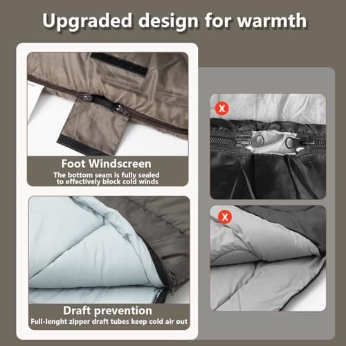 BISINNA Winter 0°C Double Sleeping Bag for Adult Queen Size with Pillow — view 4