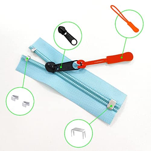 Daily Treasures 203Pcs Zipper Repair Kit with #3/#5/#8/#10 Sizes, Zipper Plier, Extension Pulls, Pull Replacement for Bags, Jackets, Tents, Luggage, Backpacks, Purses — view 2