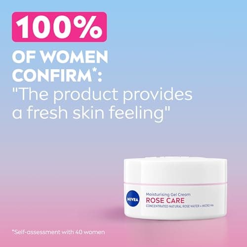 NIVEA Rose Care Moisturising Gel Cream (50 ml), Hydrating Gel Face Cream with Rose Water and Hyaluronic Acid, 72H Moisture Formula, Moisturiser for Soft and Radiant Skin — view 5