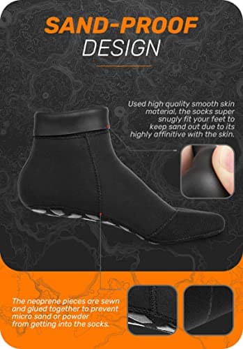 CAPAS Wetsuit Socks, Anti-slip Neoprene Men Women Waterproof Socks, Sand-proof Beach Water Sports Keep Warm Water Sock for Diving Snorkeling Swimming (Black, M) — view 4