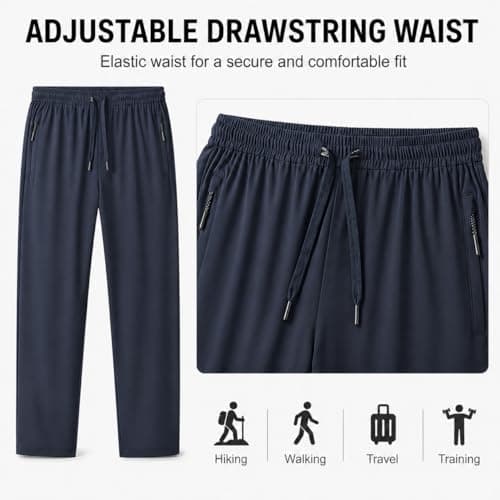 Fjquamitix Men's Trousers, Mens Hiking Trousers & Mens Walking Trousers for Men, Quick Dry Stretch Lightweight Outdoor Trousers with Zip Pockets (UK, Numeric, 30, Regular, Regular, Navy-Blue) — view 5