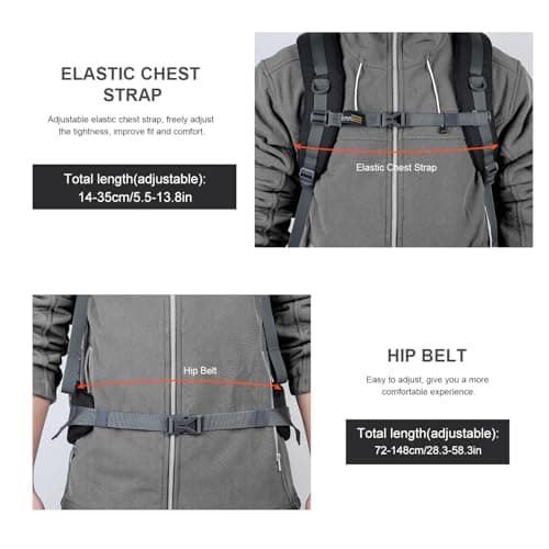 MOUNTAINTOP 40L Hiking Backpack Water Resistant Rucksack Unisex — view 4