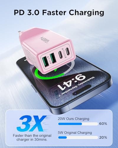 USB C Plug, 40W 4-Port Multi USB Plug UK Fast Charger Plug Dual Port USB-C Power Adapter + QC USB Wall Charger Head Multiport Type C Charging Plug for iPhone 16 15 14 13 12 11 Pro Max, iPad, Samsung — view 2