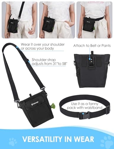 Gobeigo 4 Cup Dog Treat Pouch with Silicone Insert Bag& Clicker(Black) — view 5