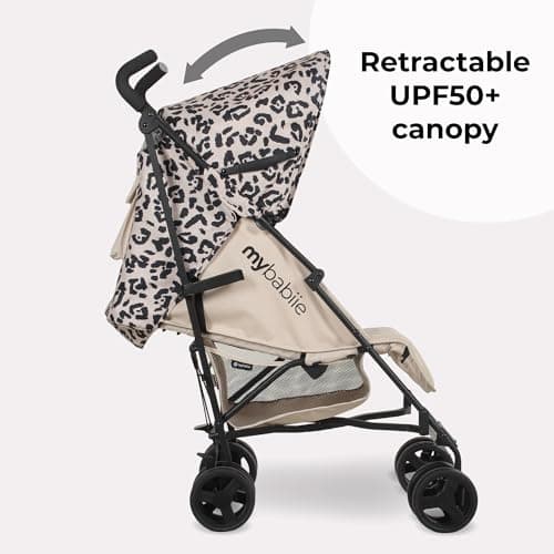 My Babiie MB01 Stroller - from Birth to 4 Years (22kg), Lightweight & Compact Umbrella Fold, Travel Buggy for Toddlers - Fawn Leopard — view 4