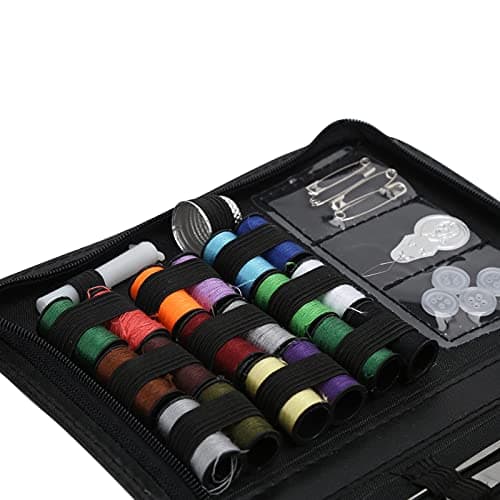 Qcwwy Sewing Kit Nylon with Stainless Steel Needle Set for Travel (Black) — view 5