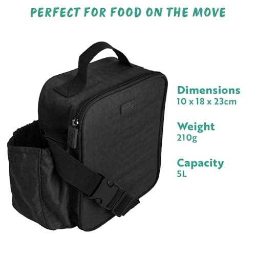 Polar Gear Insulated Lunch Bag 5L with Bottle Pocket & Strap (Black) — view 3