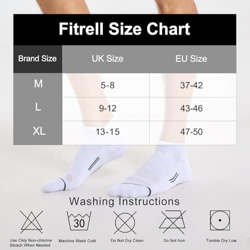 FITRELL 6 Pairs Mens Ankle Socks Breathable with Arch Support Womens Cushioned Trainer Socks Running Socks Hiking Walking, White Sky Blue, Shoe Size 5-8 — view 2