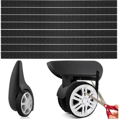 Wjelet 8 Pcs Suitcase Wheel Protectors, Silicone Suitcase Wheel Covers, Silent Luggage Wheels Protector Covers Black