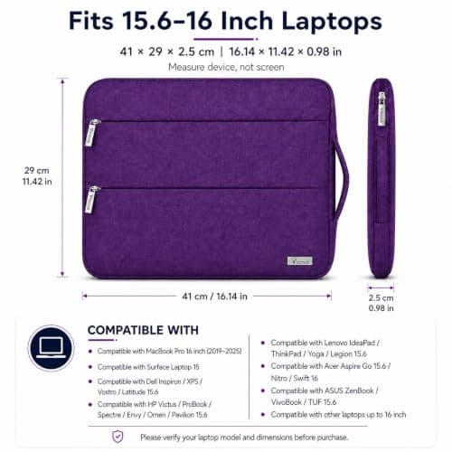 Voova Laptop Sleeve 15.6 Inch, Laptop Case for MacBook Pro 16, Purple — view 2