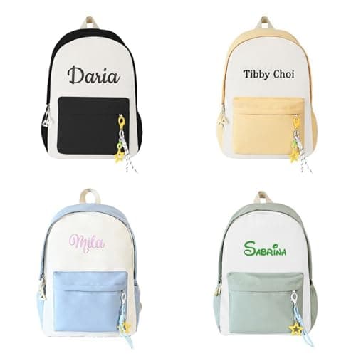Personalised Backpack Kids Personalised Gifts with Custom Name Embroidery Lightweight Padded Straps Rucksack Bag School Travel Bag for Holiday,students, Camping & Back To School （Light Blue, One Size — view 2