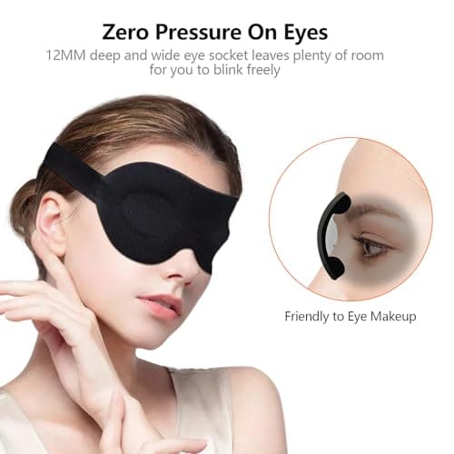 Sleep Mask for Women & Men, 100% Blackout Eye Mask with 2 Pairs Ear Plugs, Zero Pressure 3D Contoured Blindfold for Side Sleepers, Adjustable & Breathable for Travel, Nap, Deep Sleep — view 5