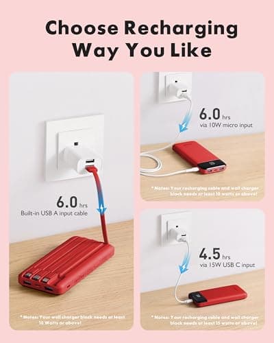 Charmast Power Bank with Built in Cables X 4, 10000mAh Portable Charger — view 4