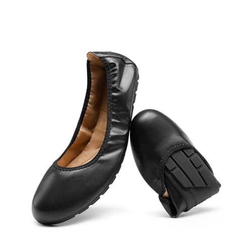 DREAM PAIRS Women's Ballet Dressy Flats Foldable Shoes,Black,6.5