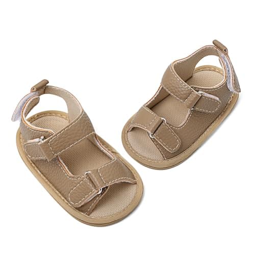 LACOFIA Baby Boys Summer Sandals First Walking Shoes Khaki 6-12 Months — view 6