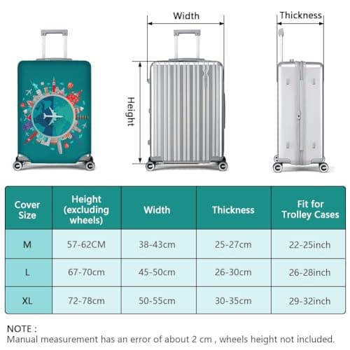 flintronic Travel Luggage Cover Elastic, Luggage Cover, Suitcase Cover, 29-32 Inch Suitcase Protective Cover, with Luggage Tag*1 (XL, Green-Plane) — view 6