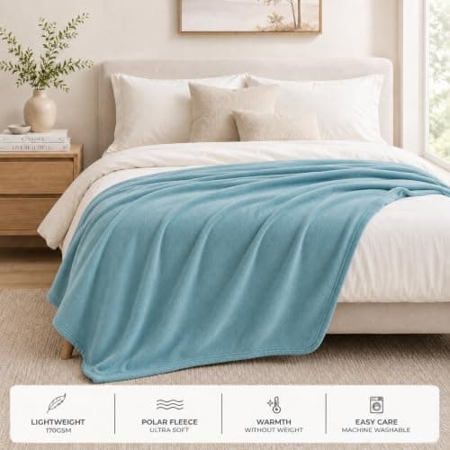 Adore Home Soft Warm Polar Fleece Blanket Large - Cosy Throw for Sofa, Bed, Travel, Car and Camping, 120x150cm, Teal — view 5