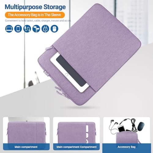 ZYB 15.6 Inch Laptop Notebook Sleeve Protective Case with Accessory Bag,Shockproof Waterproof Laptop Case 15.6 Inch for 15'' Lenovo ThinkPad IdeaPad Acer ASUS HP Dell Chromebook MacBook Pro 16,Purple — view 5