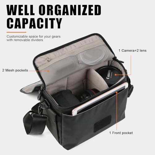 Besnfoto Camera Bag Small DSLR Camera Shoulder Bag for Photographer Waterproof Messenger Bag Crossbody Case Compatible with Canon Sony Nikon — view 2