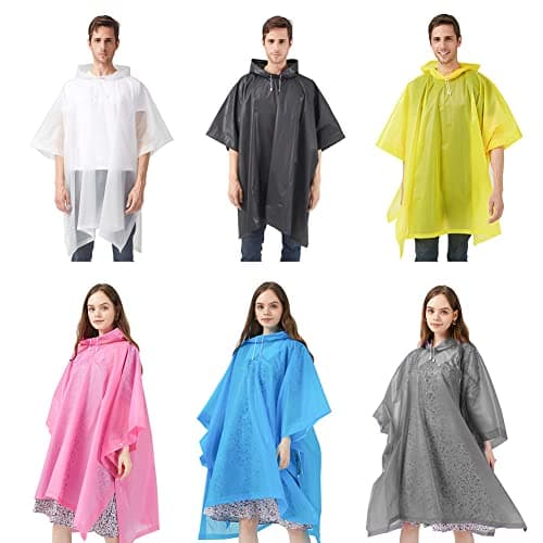 Aolegoo 2 pack of Rain Ponchos, Portable Adults Waterproof Ponchos, Reusable raincoat with Hoods for Camping, Hiking Travel, Amusement Parks, Festival Mac (Blue) — view 2