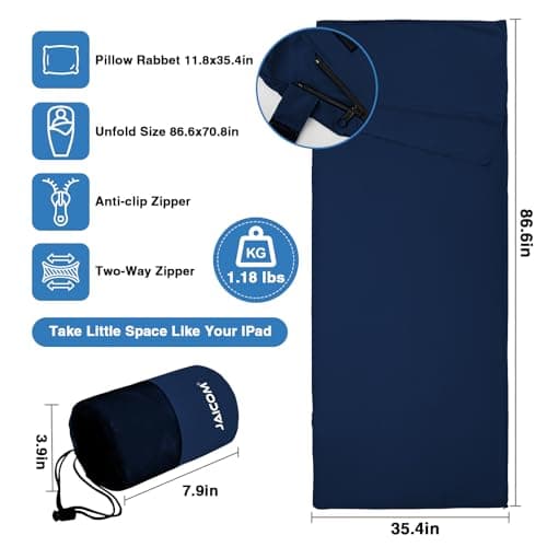 JAICOM Sleeping Bag Liner, Ultralight Travel Sheets, Soft & Portable — view 2