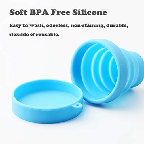 Guissi Collapsible Cup Compact Silicone, Reusable Food Grade Folding Mug with Lids, Expandable Retractable Drinking Set, Portable, Pocket Size for Outdoor Camping Travel and Hiking — view 2