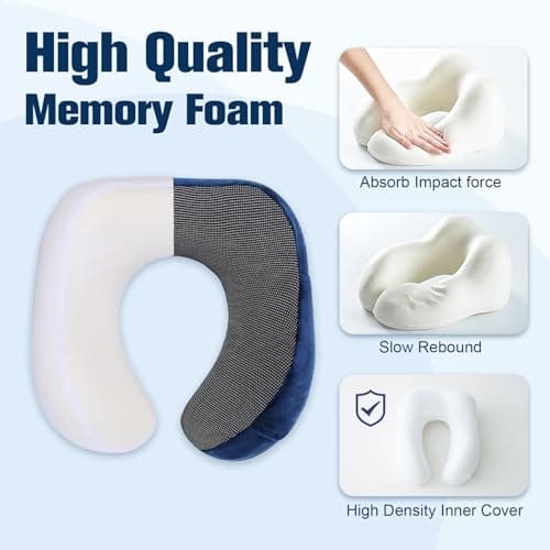 Cirorld Travel Pillow for Airplane, Neck Pillow for Travel, Memory Foam Travel Neck Pillow for Adults, Adjustable & Compact Flight Pillow, Ergonomic Neck Cushion, With Ear Plugs, Eye Mask, Carry Bag — view 5