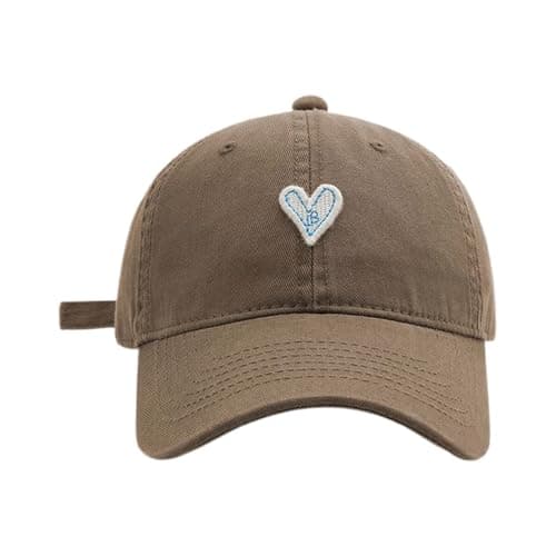Couple's Heart Embroidered Baseball Cap Soft Hat for Women Men,Soft Cotton-Polyester | Heart Embroidery | Adjustable Strap | Unisex Winter Fashion Brown