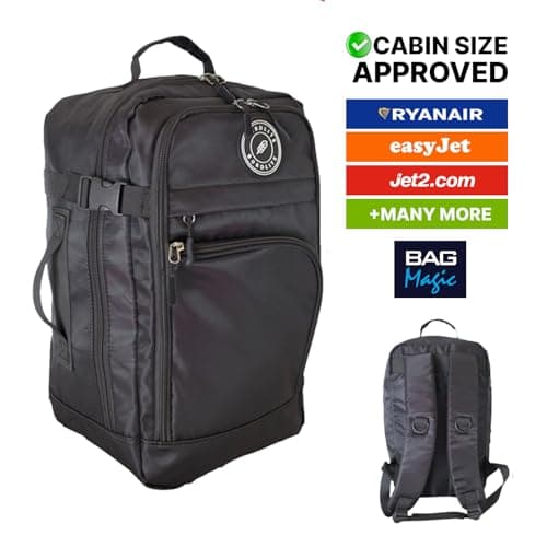 Ryanair Cabin Bag 40x25x20cm Underseat Backpack – Airline Approved Free Carry On Flight Bag | Lightweight 20L Nylon Travel Backpack Fits Ryanair, EasyJet, British Airways & More - Black — view 6