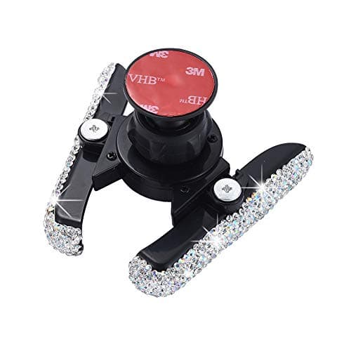 JSCARLIFE Bling Bling Air Vent Mount Phone Holder Crystal Rhinestone Car Stand Phone Holder for GPS Screen MP5(Silver) — view 3
