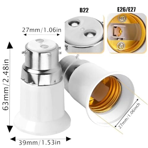 B22 to E27 Adapter, 8 Pack Bayonet to Screw Bulb Adaptor — view 2