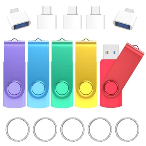 Wooolken usb stick 64GB 3.0 Flash Drives 5 Pack, with USB C Adapter
