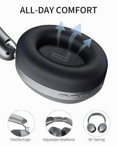 Wentronic Y04 Wireless Over-Ear Headphones, Active Noise Cancelling, Grey — view 3