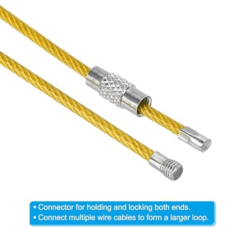 PATIKIL 5.9" Length Wire Keychain Cable, 20 Pack Stainless Steel 2mm Key Ring Loop for Outdoor Hiking Hanging Luggage Tag Keys ID Card, Gold Yellow — view 5