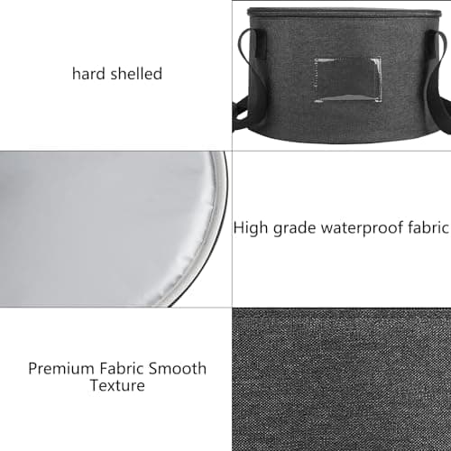Kingshion 10-inch Dutch Oven Carry Bag, Heavy Duty Cast Iron Pot Storage Tote, Padded Round Casserole Carrier for Outdoor Camping, Hiking, RV Travel (Fits 4 Quart Camp Ovens) - Dark Grey — view 4