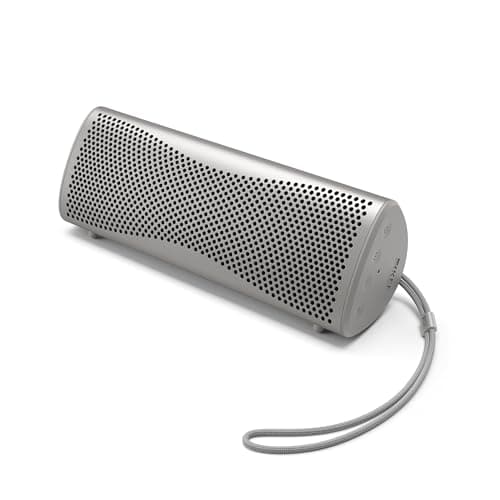 KEF Muo Portable Bluetooth Speaker, Wireless Waterproof Speaker, Silver