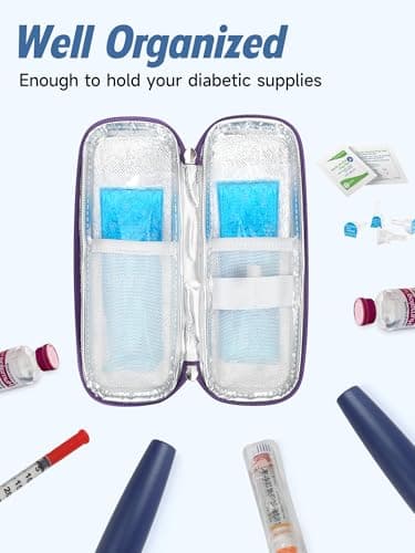 Manjaro Travel Case - Insulin Cooler Travel Case with 2 Ice Packs, Medication Cooler Bag for Fridge, Keep Medicine Cool While Traveling for Diabetic Supplies By YOUSHARES (Marble Purple) — view 4