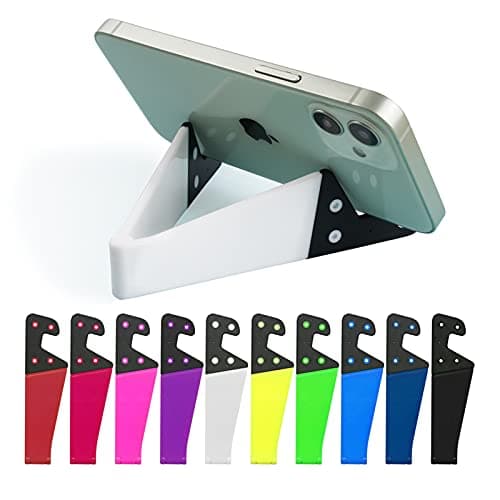 Kemoxan 10 Pack Foldable Small Phone Stand for Desk, Pocket Portable Kickstand, Colourful Cell Phone Travel Mount Compatible with Universal iPhone IPads Android