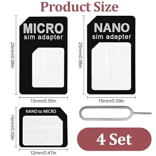 WOLMIK 4 in 1 Nano SIM Card Adapter, 4 Set SIM Card Adapter, Sim Adapter Set Sim Card Adapter with SIM Ejector Pin Compatible with Mobile Phone — view 6