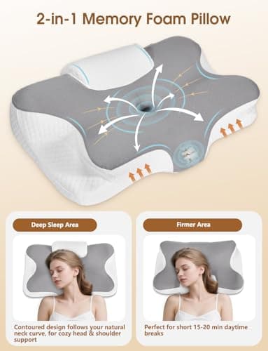 Memory Foam Pillow,Cervical Ergonomic pillow,Soft Sleep&Firm Relax (grey) — view 3