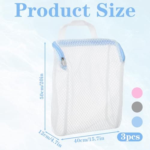 3 Pack 3D Mesh Laundry Bags with Hanging Handles, Durable Zippered Wash Bags for Washing Machine, Mesh Hanging Laundry Bags for Clothes Delicates Lingerie — view 2