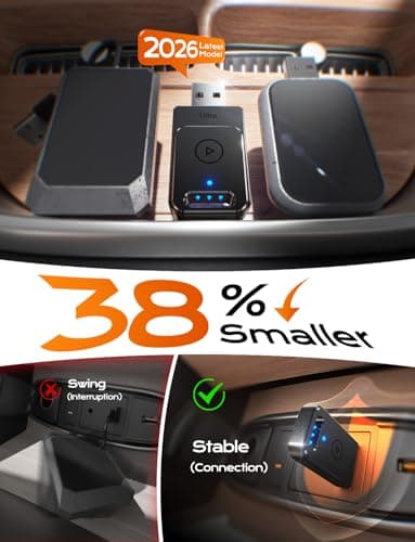 Mini Wireless CarPlay Adapter UK, 3X Fast Connection, Stable for Bluetooth Apple Car Play Wireless Adapter, Plug & Play for Apple CarPlay Dongle, Works with In‑Car GPS Devices, USB A/C (Matte Black) — view 3