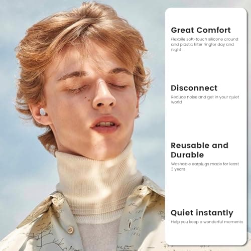JUSTRVN Ear Plugs–2 Pair of Ear Plugs for Sleep,Stylish Hearing Protection Earplugs, Noise Cancelling Earplugs for Concerts,Live Events,Travelling and Conversation -30dB Noise Reduction — view 3