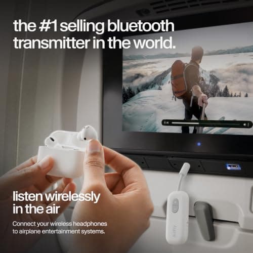 Twelve South TS-2259 AirFly SE | Bluetooth Wireless Transmitter/Adapter for AirPods/Wireless or Noise-Cancelling Headphones; use on Airplanes and Gym Equipment, 20+ hr battery life, White — view 3