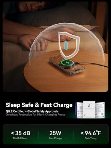 THREEKEY Qi2.2 25W Magnetic Wireless Charger, for iPhone 17-12 and AirPods — view 3