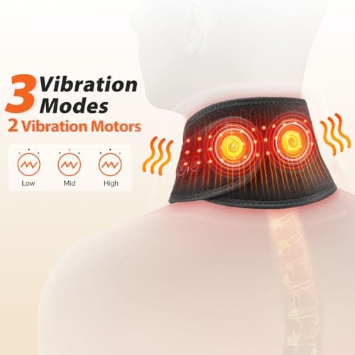Cordless Neck Heating Pad with Vibration Massage, Portable Neck Warmer with 660nm Red Light, 3 Heat Levels, 3 Vibration Modes, and 3000mAh Battery, Suitable for Women Men, 85cm Length — view 3