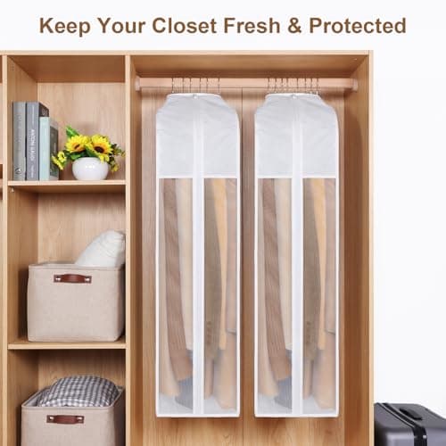 Syeeiex 3x Luxury Cotton Garment Bags for Hanging Clothes, 43 inch Suit Bag — view 3